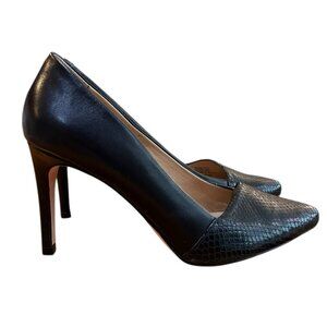 Antonio Melani Size 9.5 Leather Snakeskin Pointed Toe Pumps Black Heels